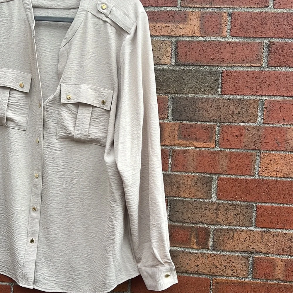 Tan button down - Picture 3 of 9